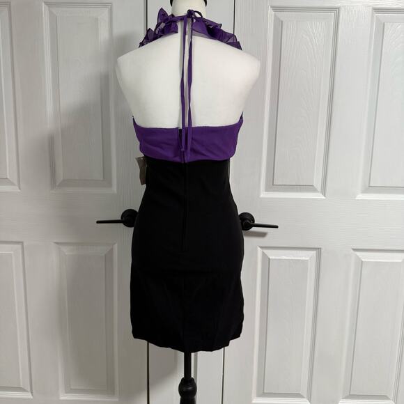 B. Smart New Black Purple Ruffle Halter Dress Size 7/8 - Picture 12 of 12